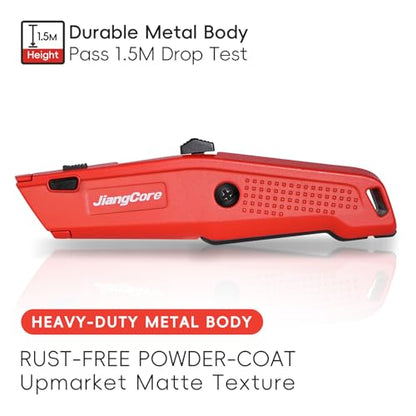 Premium Utility Knife with 14 Blades - Heavy Duty Retractable Work Knife, Precision Cutting for DIY, Cardboard, Packaging - Ergonomic Grip & Quick-Release Design