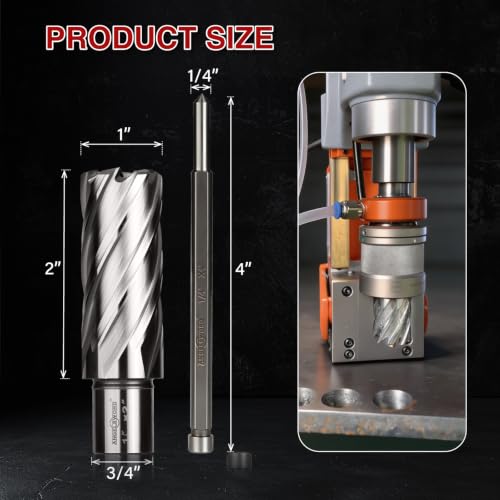 ANGELSWORD M2 HSS Annular Cutter,Diameter 1" x Depth 2",Mag Drill Bit - size: J. 1" Diameter, style: HSS 2" Cut Depth
