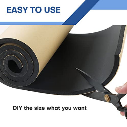 MYFULLY Sponge Neoprene Roll with Adhesive (1/2" T x 12" W x 54" L) - size: 1/2" Thick x12" Wide x 54" Long