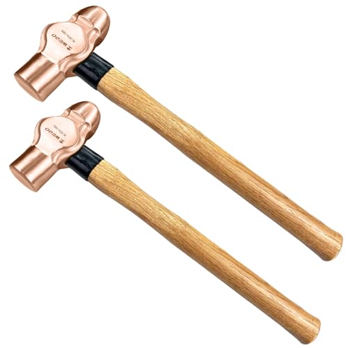 WEDO 2PCS Ball Pein Hammer,1/2lb+3/4lb Non-Sparking Ball Peen Hammer with Wooden Handle, Beryllium Copper,Non-Magnetic,Die-forged,Corrosion Resistant,BAM & FM Certificate,DIN Standard - color: Beryllium Copper, size: 2pcs-setA