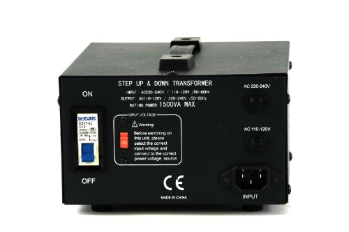 LiteFuze LT Series 1500 Watt Voltage Converter Transformer Step Up/Down - 110v to 220v / 220v to 110v Power Converter - Fully Grounded Cord - Universal Socket, CE Certified - style: 1500 Watt W/ Circuit Breaker
