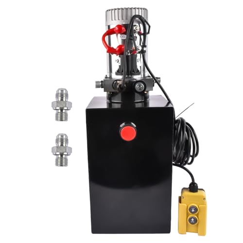 15 Quart Hydraulic Power Unit 1.6-3.0KW Power, 3.75 Gallon 12V DC Single Acting Hydraulic Pump, 3200 PSI Max Pressure, for Dump Trailers, Car Lifts, Steel (GC01) & Aluminium Alloy - size: 15 Quart；Single Acting
