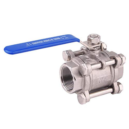 DERNORD Ball Valve NPT Threaded - Stainless Steel 304 Female 3 Piece Full Port (1.25" NPT Female) - size: 1.25" NPT Female