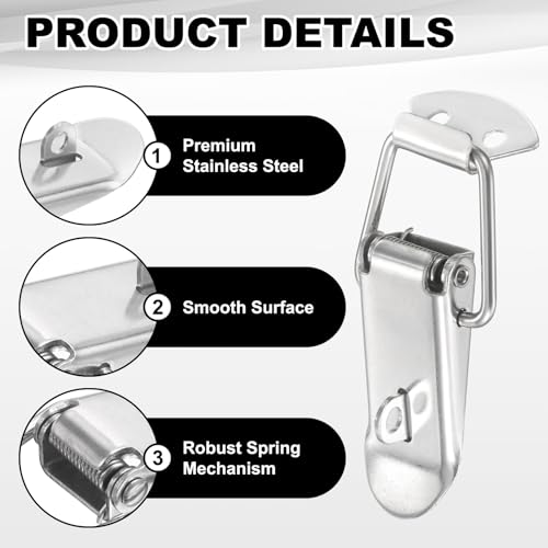 PATIKIL 2 Pcs Stainless Steel Spring Loaded Toggle Latch, 3" Tool Box Catch Hasp Clamp Lock with Mounting Hole and Screws for Cabinet Door Barn Wooden Case Chest - size: 3 Inch