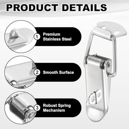PATIKIL 2 Pcs Stainless Steel Spring Loaded Toggle Latch, 3" Tool Box Catch Hasp Clamp Lock with Mounting Hole and Screws for Cabinet Door Barn Wooden Case Chest - size: 3 Inch