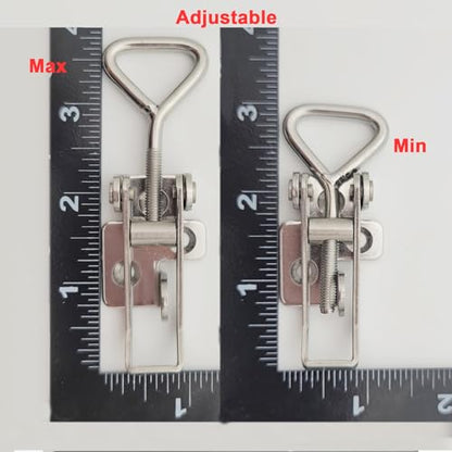 2 Pack OWACH Stainless Steel Adjustable Draw Latch Adjustable-Grip Padlockable Toggle Clamp (2 Pack, Small 2.95"~3.74") - size: 2 Pack, Small 2.95"~3.74"