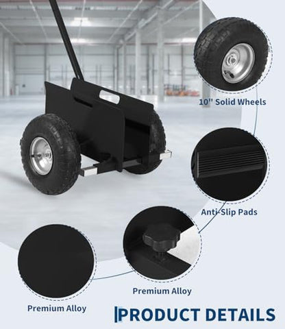 Garvee Panel Dolly with Extended Handle, 660 LBS Capacity, Heavy Duty Drywall Cart with 10" Solid Rubber Wheels, Panel Cart for Sheetrock Plywood & Doors Transport - color: Black