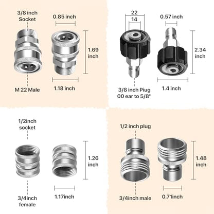 Twinkle Star Pressure Washer Adapter Set, Stainless Steel, 9 Sets - color: Stainless Steel, size: 9 Sets