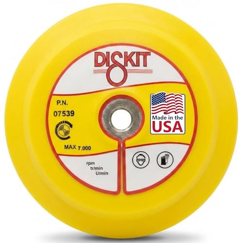 Pro Series 7 Inch Replacement Sanding Pads for Pneumatic/Air Sanders, 5/8"-11 Female, Water Feed, Hook, Firm Foam Backing Pad w/Magnesium Hub, 0 Holes, Flex Profile – Made in USA (PN 07539)