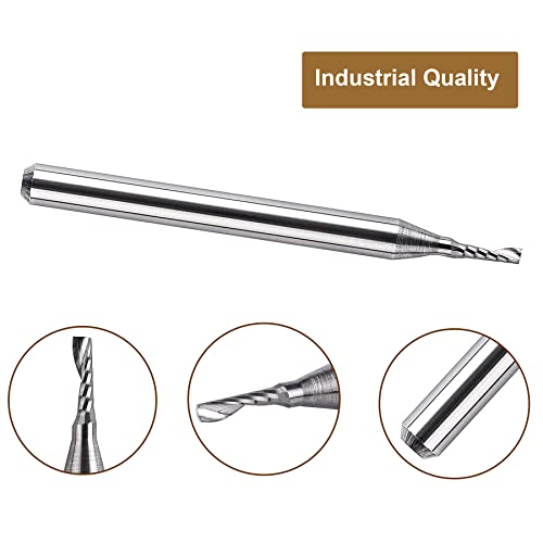 SpeTool 5PCS Carbide Spiral O Flute End Mill with 1/16 Inch Cutting Diameter 1/8 Inch Shank 3/16" Cutting Length,Single Flute CNC Router Bit for Acrylic PVC Wood Cutter - size: 1/16"Dia-3/16" CL-1/8" Shank