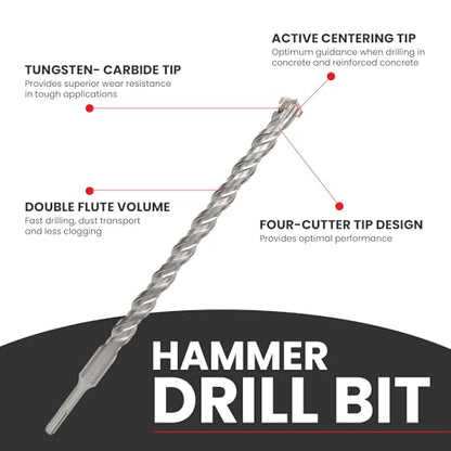 3/8 X 39 in SDS Plus Bits, Rotary Hammer Drill Bits, Carbide, Masonry Drill Bits for Concrete, Stone, SDS Plus Hammer Double Flute, Masonry Drill Bit, Concrete Drill Bit - size: 3/8 in, style: 39 inch long
