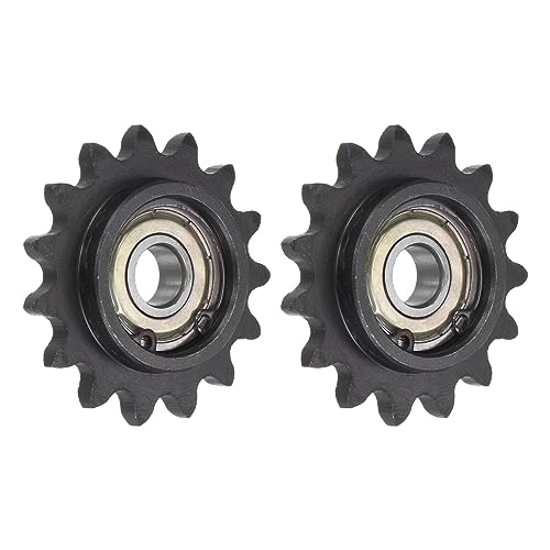 uxcell #35 Chain Idler Sprocket, 10mm Bore 3/8" Pitch 15 Tooth Sprocket Tensioner, C45 Carbon Steel 35 Roller Chain Sprocket with Bearing for ISO 06C Chain, 2Pcs - size: 49mmx10mm