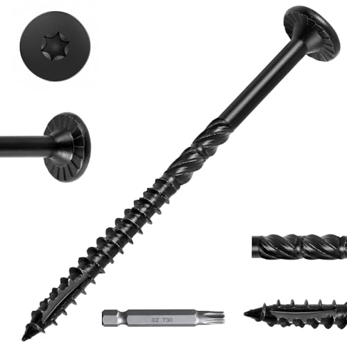 FMhotu #14 Heavy-Duty Wood Screws (4-1/2 Inch,50Pcs,Black) - color: Black, size: #14 x 4-1/2"