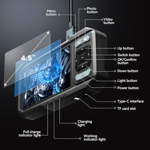 KIRFEIHT Endoscope Camera with Light, Dual Lens Borescope Camera with Light - style: Dual-Lens