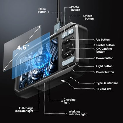 KIRFEIHT Endoscope Camera with Light, Dual Lens Borescope Camera with Light - style: Dual-Lens