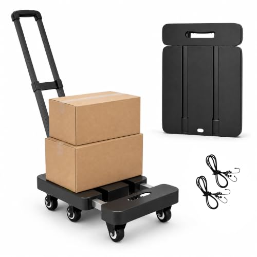 Folding Hand Truck 500lbs Capacity, Heavy Duty Dolly Cart with 6 Wheels