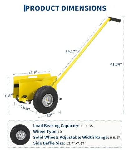 Garvee Panel Dolly with Extended Handle, 660 LBS Capacity - color: Yellow | 2 Pack