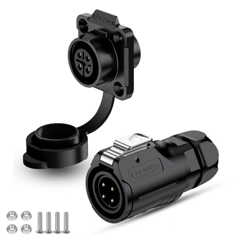 CNLINKO LP-16 IP68 Industrial Waterproof Connector Quick Plug Circular Connector PBT Plastic Shell Aviation Connector M16 2-9 Pin Flange Socket (4 Pin) - size: 4 Pin, style: 4-Hole Set/Plug without Cable