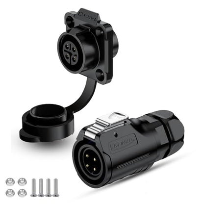 CNLINKO LP-16 IP68 Industrial Waterproof Connector Quick Plug Circular Connector PBT Plastic Shell Aviation Connector M16 2-9 Pin Flange Socket (4 Pin) - size: 4 Pin, style: 4-Hole Set/Plug without Cable