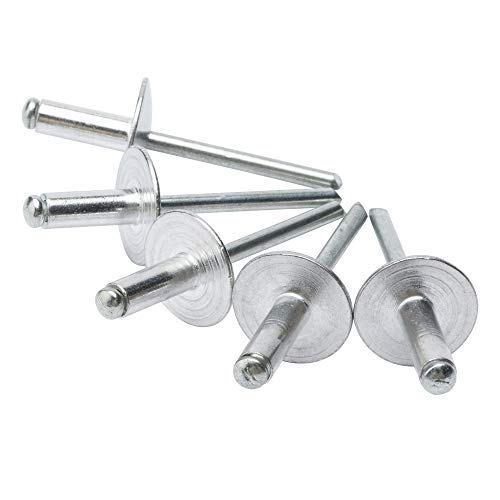 ISPINNER 50pcs Large Flange Aluminum Blind Rivets, Pop Rivets - color: Silver, size: 3/16" x 1"