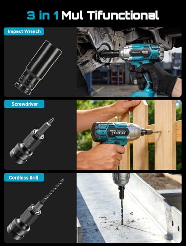 Seesii Cordless Impact Wrench 1/2 inch, High Torque 479 Ft-lbs(650Nm) Brushless Impact Gun,2500RPM w/2x4.0 Battery, 6 Sockets,8 Drill Bits, High Torque Power Impact Driver for Car Home,WH6 Lite - size: 650 Nm