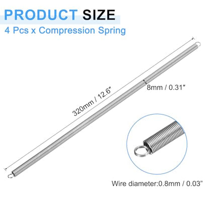 uxcell 4pcs Extension Springs 0.8x8x300mm/0.03x0.31x11.81in Extended Spring - size: 0.8x8x300mm/0.03x0.31x11.81in