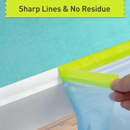 Tangibay Pre-Taped Masking Film for Painting - 44" x 66' Painters Plastic Sheeting with Automotive Paint Tape and Drape for Covering Cars, Walls, Windows and Furniture Protection (5 Rolls) - size: 5 Rolls: 44"