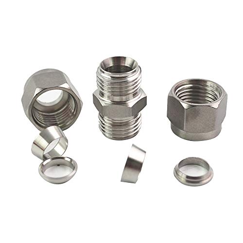 Beduan 304 Stainless Steel Air Compression Tube Fitting, 6mm Tube OD x 6mm Tube OD, Equal Straight Connect for Tubing Pipe Line (Pack of 2) - size: 6 mm OD