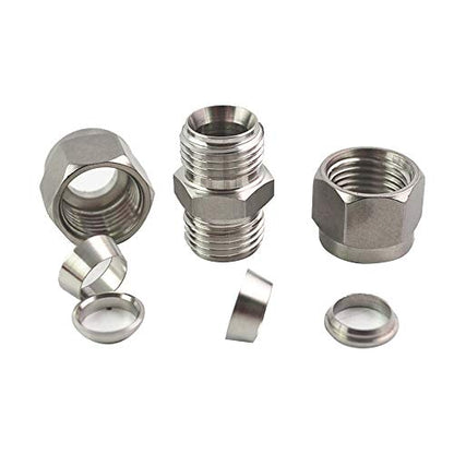 Beduan 304 Stainless Steel Air Compression Tube Fitting, 6mm Tube OD x 6mm Tube OD, Equal Straight Connect for Tubing Pipe Line (Pack of 2) - size: 6 mm OD