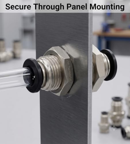 Utah Pneumatic 1/4" Bulkhead Push to Connect Nickel Plated Brass (5 Pack)