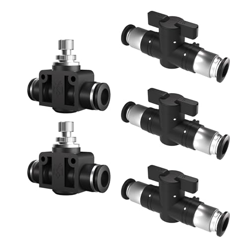 3/8 Push To Connect Valve,Shut Off Air Flow Control Fittings - color: Black BUC+SA, size: 3/8"OD