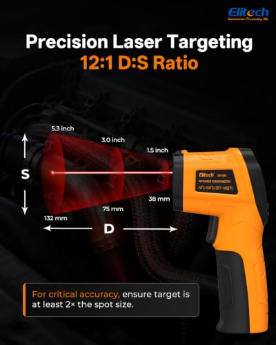 Elitech DIT‑520 Laser Temperature Gun 1652°F, 900°C Infraed Thermometer - color: -50 to 900°C