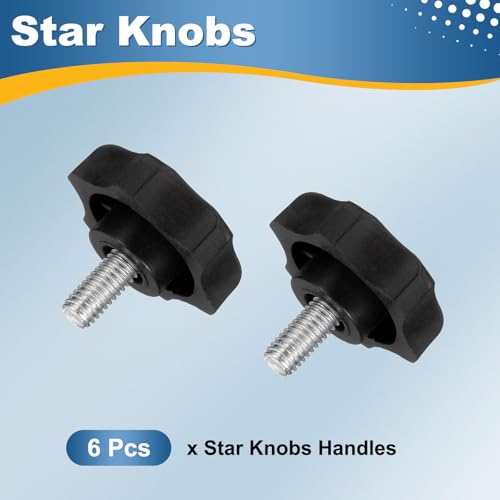 HARFINGTON 6Pcs Star Knob Handle M6 x 12mm Male Thread Metric Carbon Steel - size: M6 x 12mm