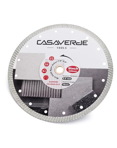 Casaverde Diamond Tile Blade 9" Super Thin Turbo for Hard Tile, Ceramic, Marble, Granite, Porcelain - size: 9 inch