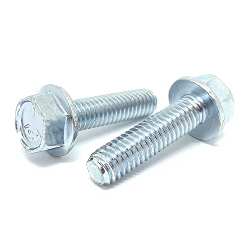 (8 Pieces) 3/8-16x5/8 Grade 5 Hex Flange Bolts Screws UNC Coarse Full Threads Zinc Clear