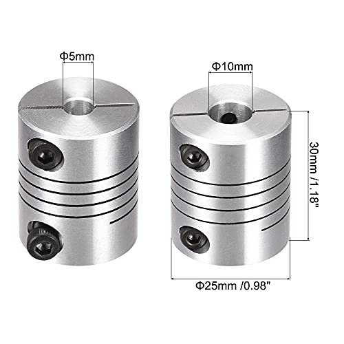uxcell 2PCS Motor Shaft 5mm to 10mm Helical Beam Coupler Coupling 25mm Dia 30mm Length - size: 5mm to 10mm