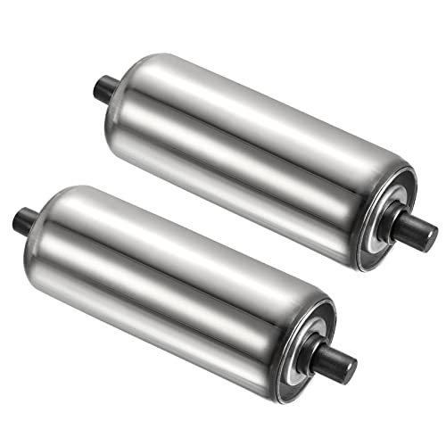 PATIKIL Conveyor Roller 2" Diameter 6" Length, 2 Pack Stainless Steel Gravity Transmission Replacement Part Galvanized End, Silver - size: 2"x6"