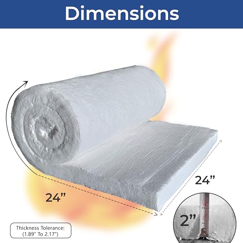 SIMOND STORE Ceramic Fiber Insulation Blanket, 8# 2400F, 2" x 24" x 24" - size: 2" x 24" x 24"
