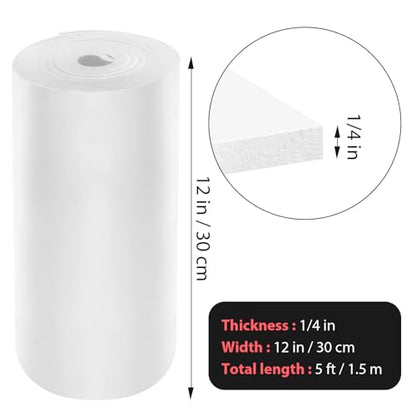 Self Adhesive Foam Rubber Sheets Sponge Neoprene with Adhesive Closed Cell Neoprene Rubber Roll Foam Padding for Shock Pad, DIY, Crafts (White, 12 Inch x 59 Inch x 1/4 Inch) - color: White, size: 12 Inch x 59 Inch x 1/4 Inch