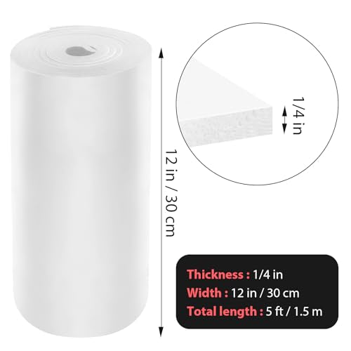 Self Adhesive Foam Rubber Sheets Sponge Neoprene with Adhesive Closed Cell Neoprene Rubber Roll Foam Padding for Shock Pad, DIY, Crafts (White, 12 Inch x 59 Inch x 1/4 Inch) - color: White, size: 12 Inch x 59 Inch x 1/4 Inch