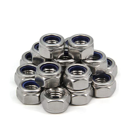M12 x 1.75mm Pitch 304 Stainless Steel Self-Locking Hex Lock Nuts, Nylon Insert LockNuts Silver Metric Self Clinching Hex Lock Nuts for Hardware Parts, 20pcs/Pack (M12-20pcs) - size: M12-20pcs