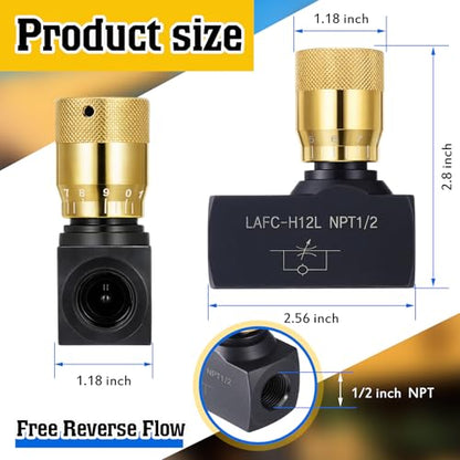 Pelopy 1/2 Inch NPT Hydraulic Flow Control Needle Valve, Free Reverse Flow - size: 1/2 Inch