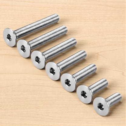 1/4-20 x 1 Flat Head Socket Cap Screws Countersunk Bolts, Allen Socket Drive, Stainless Steel 18-8 (304), Bright Finish, 50 PCS - color: Silver, size: 1/4-20 x 1"