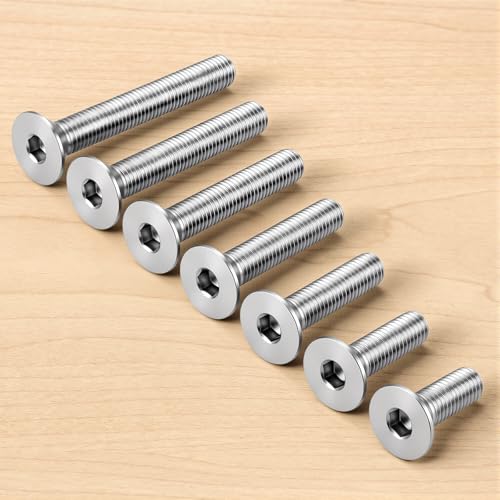 1/4-20 x 1/2" Flat Head Socket Cap Screws Countersunk Bolts, Allen Socket Drive, Stainless Steel 18-8 (304), Bright Finish, 50 PCS - color: Silver, size: 1/4-20 x 1/2"