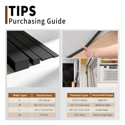 Yotache Thin Foam Tape Weather Stripping (.50) 1/2" Wide x 1/16" Thick - size: 1/2"x1/16"x33 FT