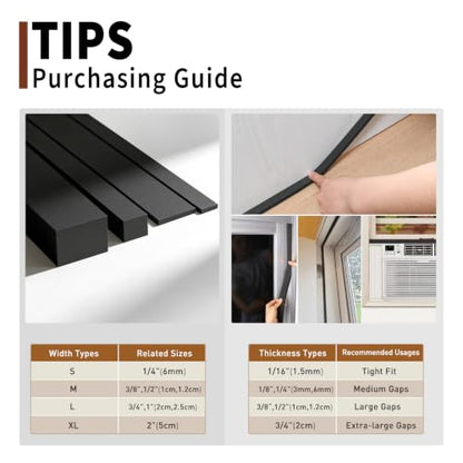 Yotache Foam Tape Weather Stripping for Door 1/2" W X 3/8" T, 13 Ft - size: 1/2"x3/8"x13 FT