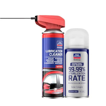 Glodway Specialist Silicone Lubricant Spray,Garage Door Lubricant Oil,with SMART Straw Sprays 2 Ways,for Door Higne,Bike,Sewing Machine,Metal Parts,6.76 OZ,Air Refresher,6 OZ - size: Silicone Lubricant+Air Freshener