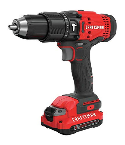CRAFTSMAN V20 Cordless Hammer Drill Kit, 1/2 inch, 2 Batteries and Charger Included (CMCD711C2) - style: Hammer Drill Kit Only