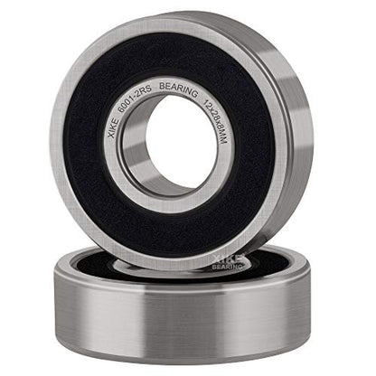 XIKE 6001-2RS Sealed Deep Groove Ball Bearings, 12x28x8 mm, 2-Pack - size: 6001-2RS - 12x28x8 mm