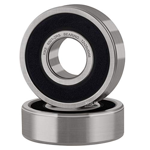 XIKE 6001-2RS Sealed Deep Groove Ball Bearings, 12x28x8 mm, 2-Pack - size: 6001-2RS - 12x28x8 mm